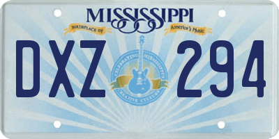 MS license plate DXZ294