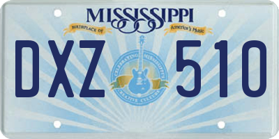 MS license plate DXZ510