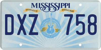 MS license plate DXZ758