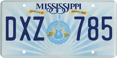 MS license plate DXZ785
