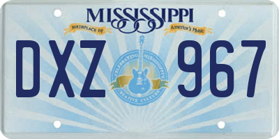 MS license plate DXZ967
