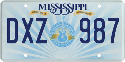 MS license plate DXZ987