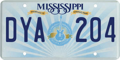 MS license plate DYA204