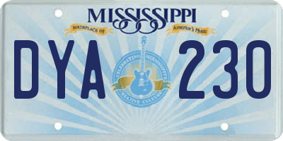 MS license plate DYA230