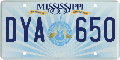 MS license plate DYA650