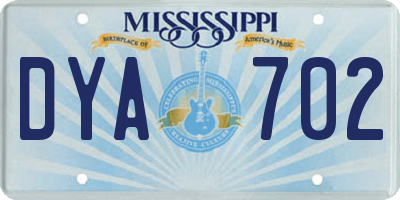 MS license plate DYA702
