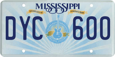 MS license plate DYC600