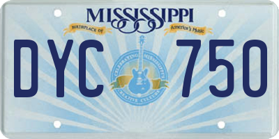 MS license plate DYC750