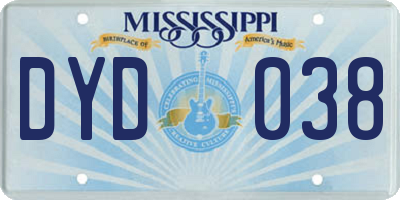 MS license plate DYD038