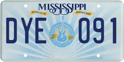 MS license plate DYE091