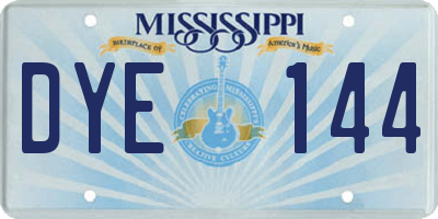 MS license plate DYE144