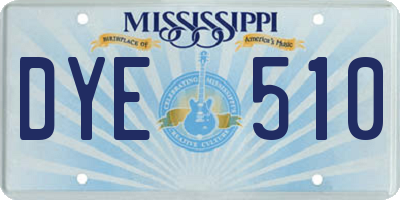 MS license plate DYE510