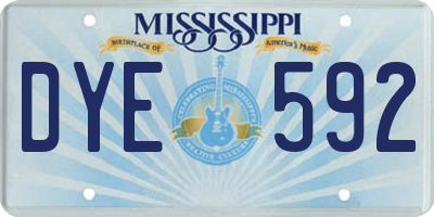 MS license plate DYE592