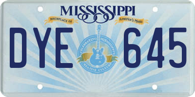 MS license plate DYE645