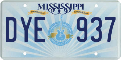 MS license plate DYE937