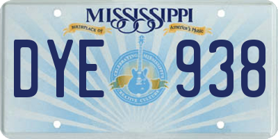 MS license plate DYE938