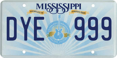 MS license plate DYE999
