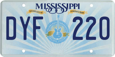 MS license plate DYF220