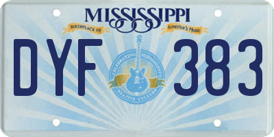 MS license plate DYF383