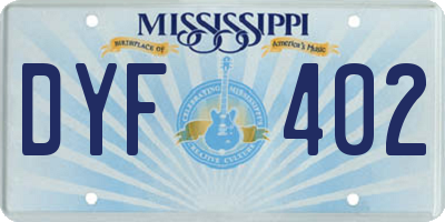 MS license plate DYF402