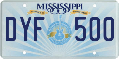 MS license plate DYF500