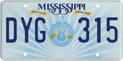 MS license plate DYG315