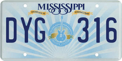 MS license plate DYG316