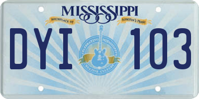 MS license plate DYI103