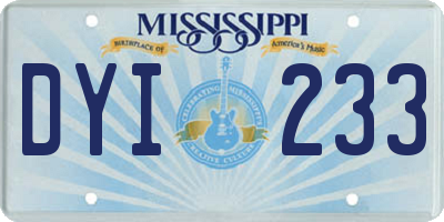 MS license plate DYI233