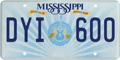 MS license plate DYI600