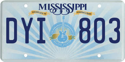 MS license plate DYI803