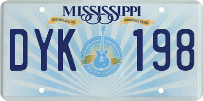 MS license plate DYK198