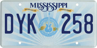 MS license plate DYK258