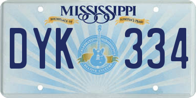 MS license plate DYK334