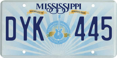 MS license plate DYK445