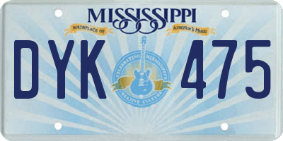 MS license plate DYK475