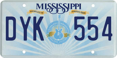 MS license plate DYK554