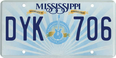 MS license plate DYK706
