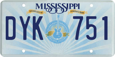 MS license plate DYK751