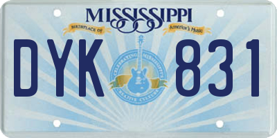 MS license plate DYK831