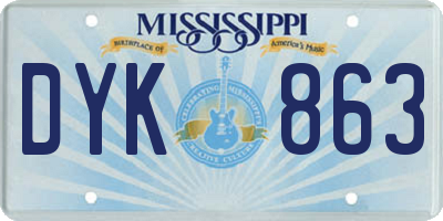 MS license plate DYK863
