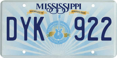 MS license plate DYK922
