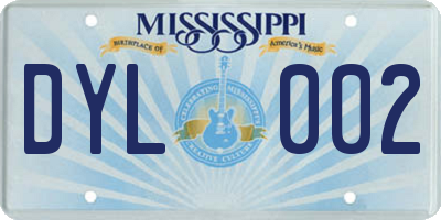 MS license plate DYL002