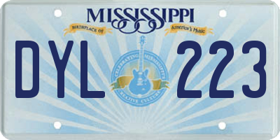 MS license plate DYL223