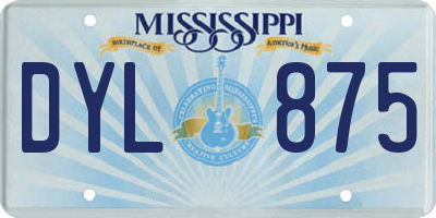 MS license plate DYL875