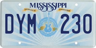 MS license plate DYM230