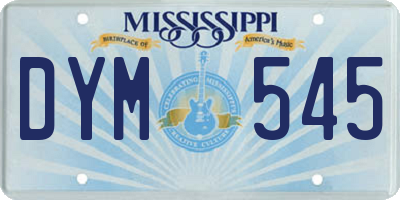 MS license plate DYM545