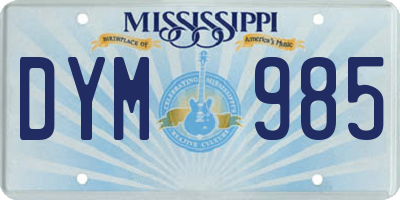 MS license plate DYM985