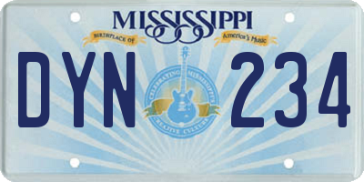 MS license plate DYN234