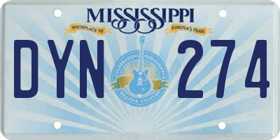 MS license plate DYN274